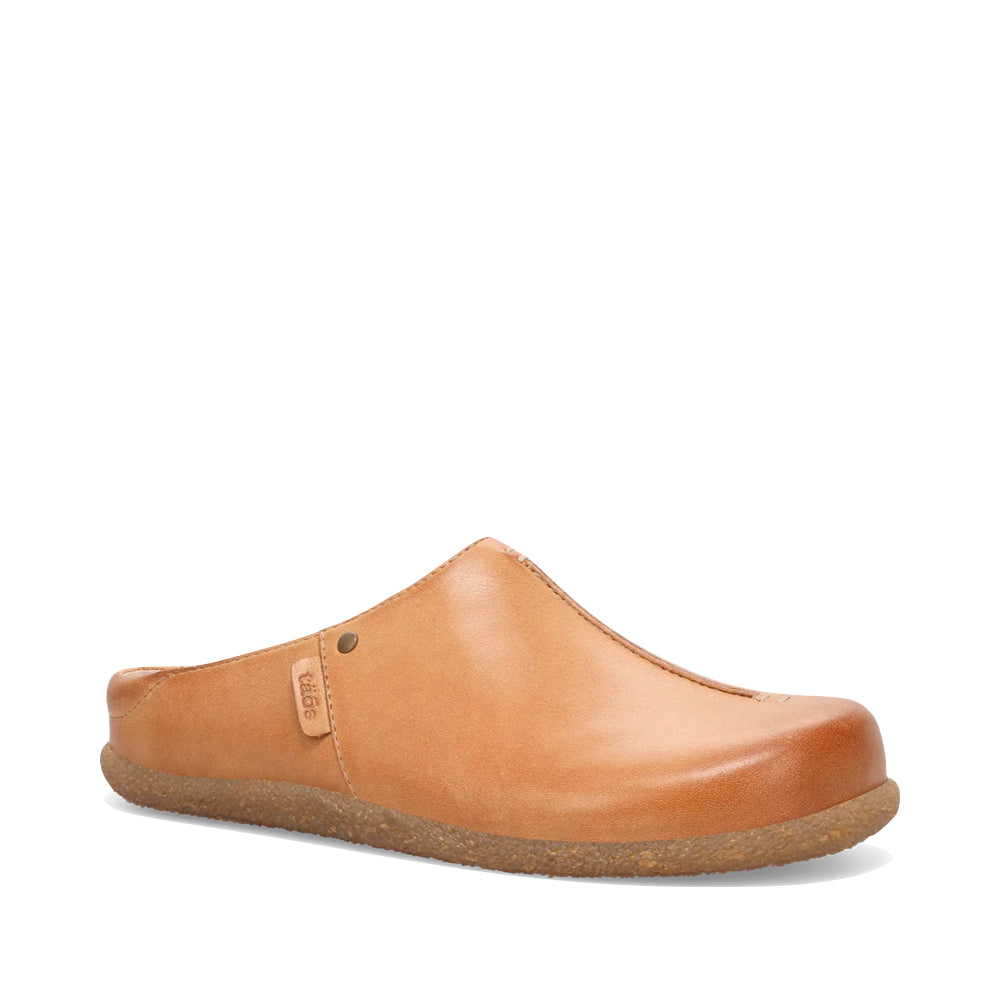 Toe view of Taos Upside Leather Slip On Clog for women.
