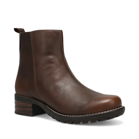 Mudguard and Toe view of Taos Uptown Heeled Side Zip Ankle Boot for women.