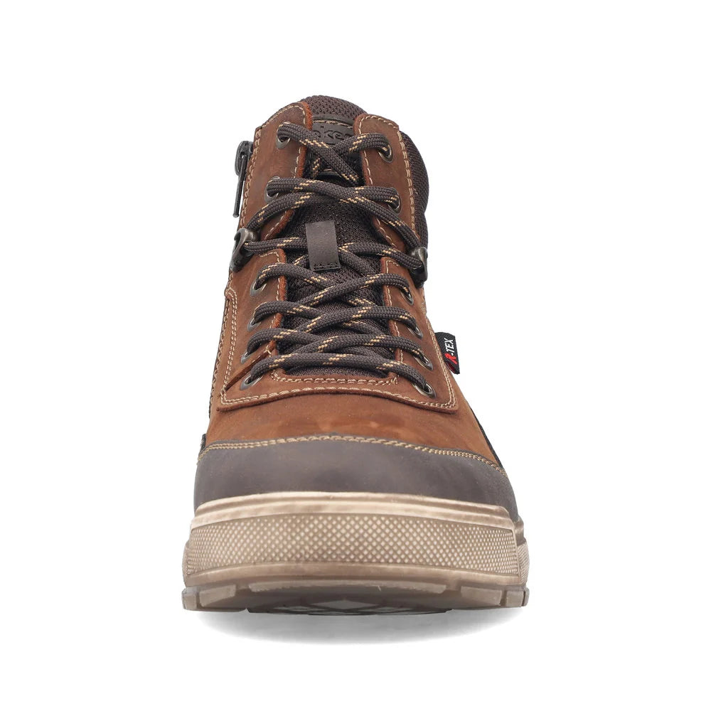 Rieker Men's Gianluca 10 Waterproof Side Zip Lace Boot in Brown Moro/Noce/Schoko