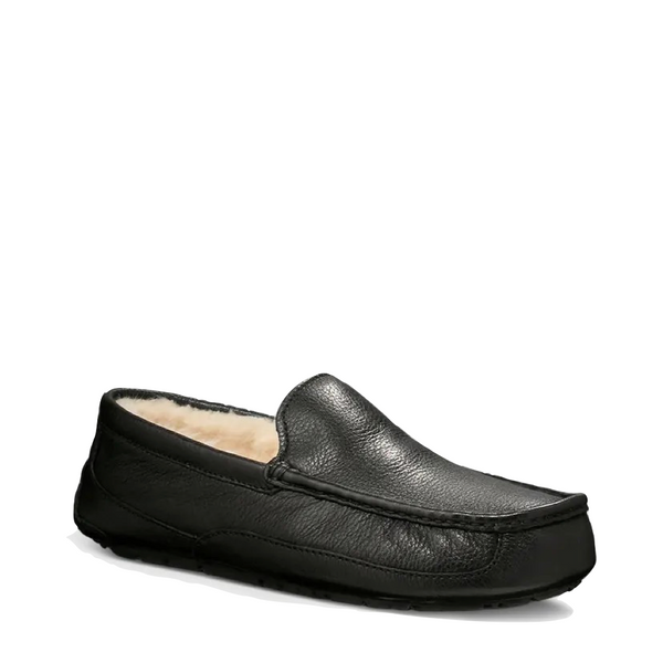 UGG Ascot Leather Moccasin Slipper in Black