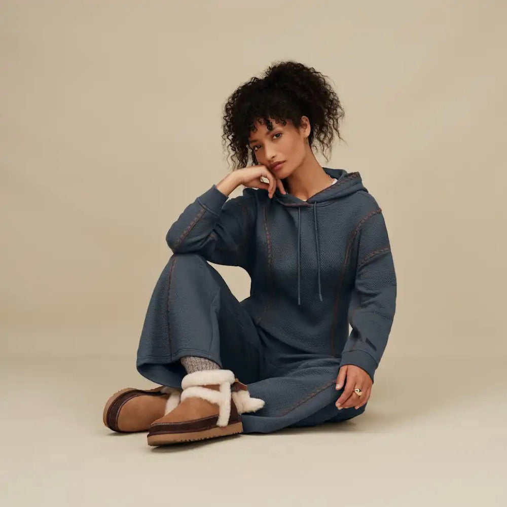 Model view of UGG Classic Mini Heritage Boot for women.