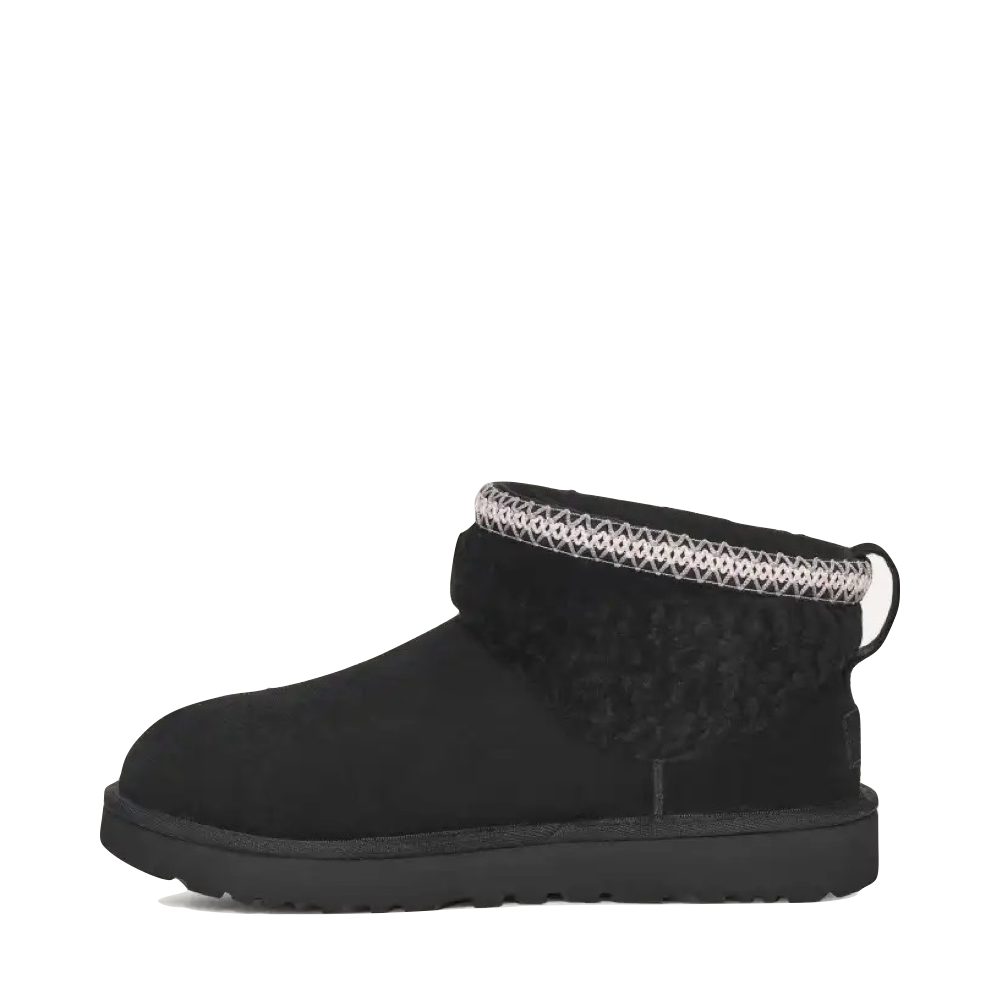Side (left) view of Ugg Classic Ultra Mini Maxi Curly Boot for women.