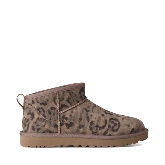 Side (right) view of Ugg Classic Ultra Mini Spotted Boot for women.