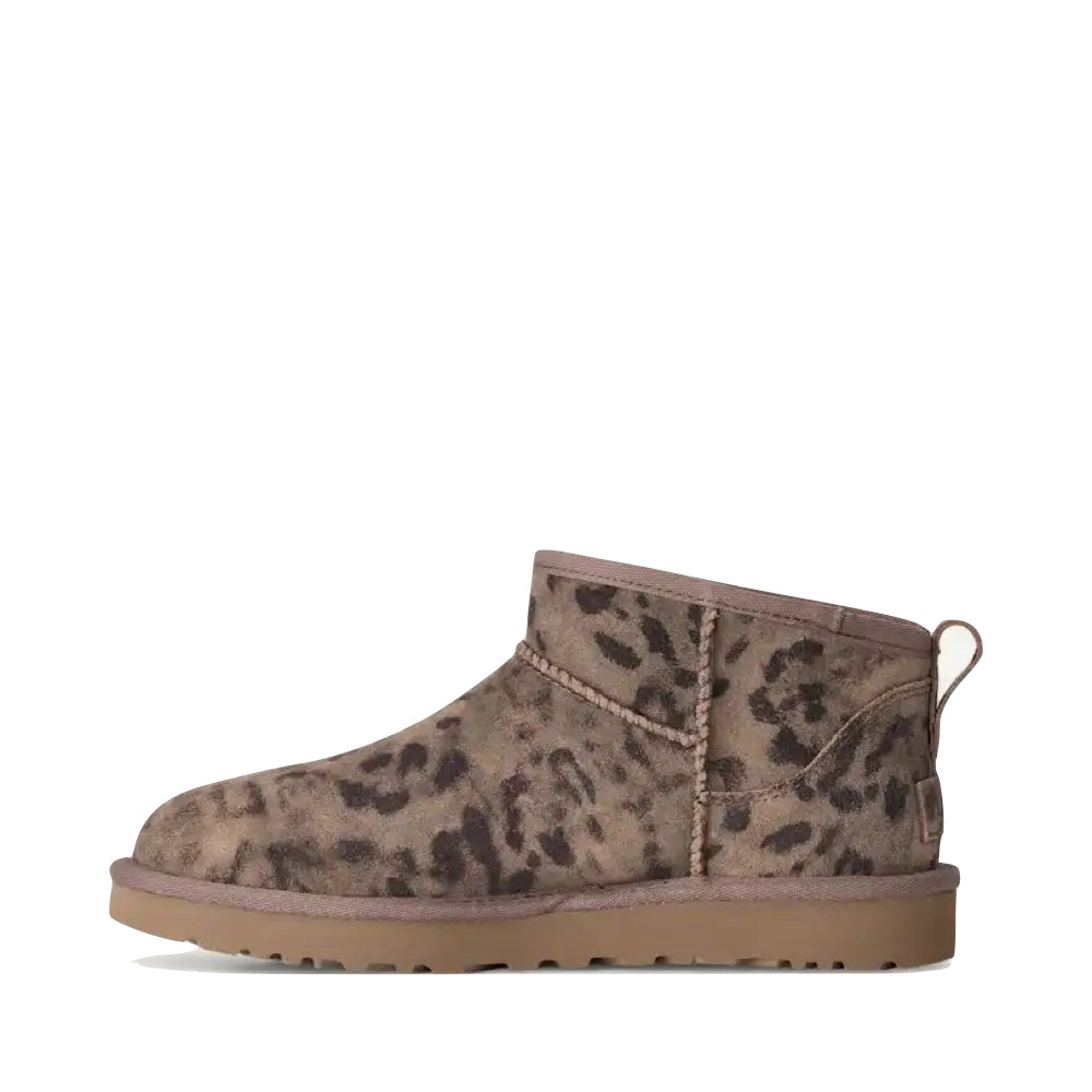 Side (left) view of Ugg Classic Ultra Mini Spotted Boot for women.