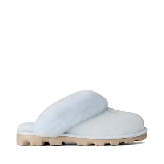 Side (right) view of Ugg Coquette Sheepskin Slide Slipper for women.