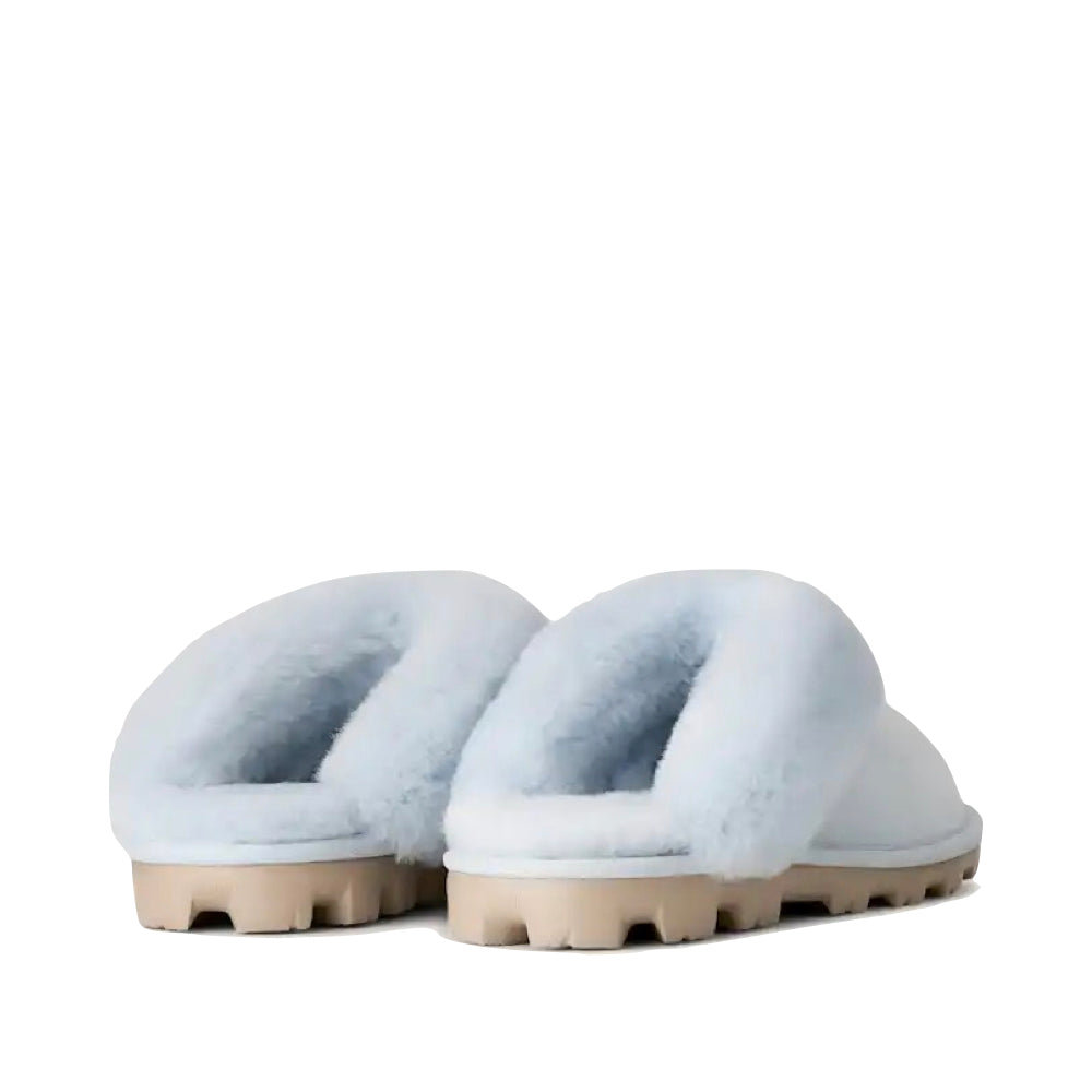 Heel view of Ugg Coquette Sheepskin Slide Slipper for women.