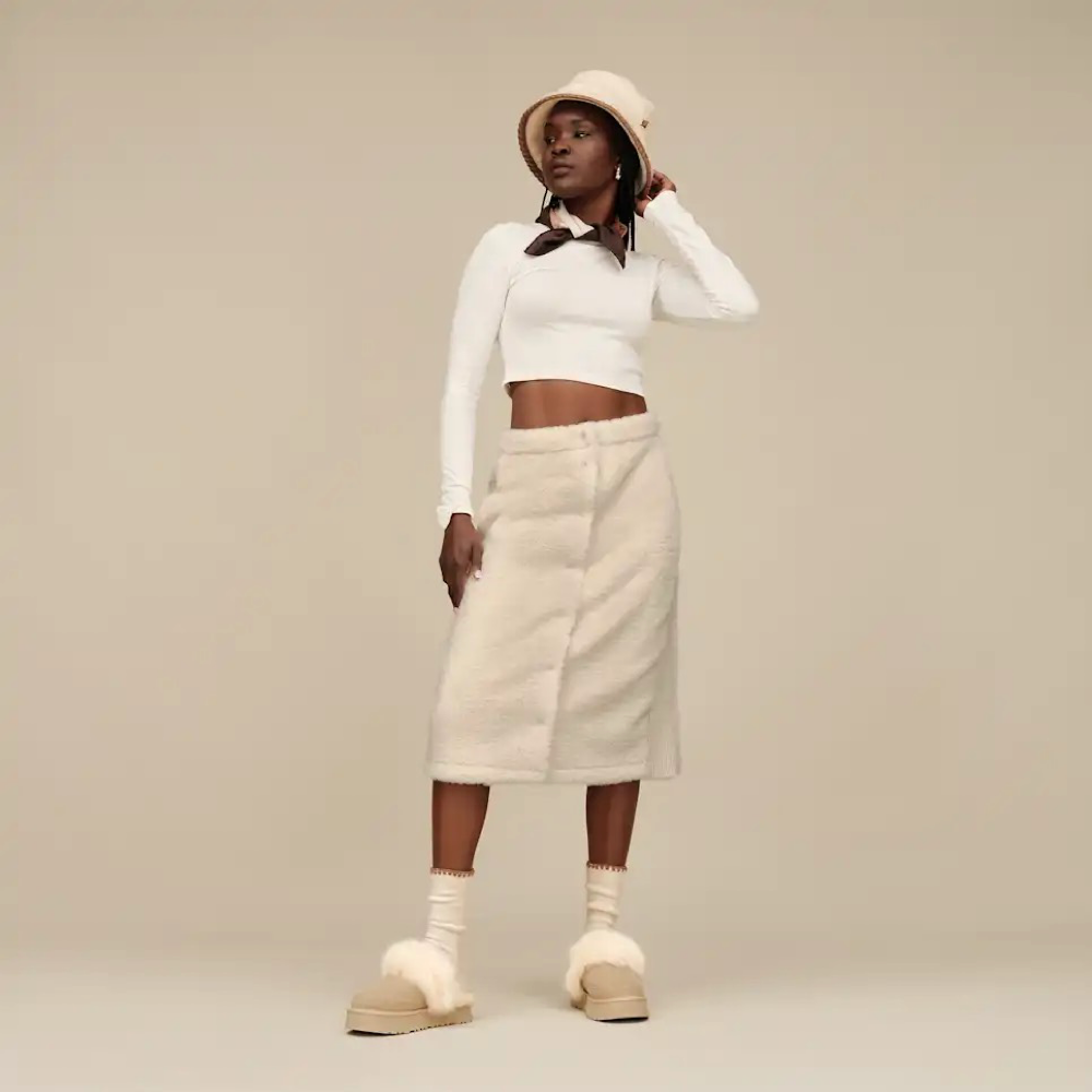 Model view of Ugg Disquette Chalet Slipper for women.