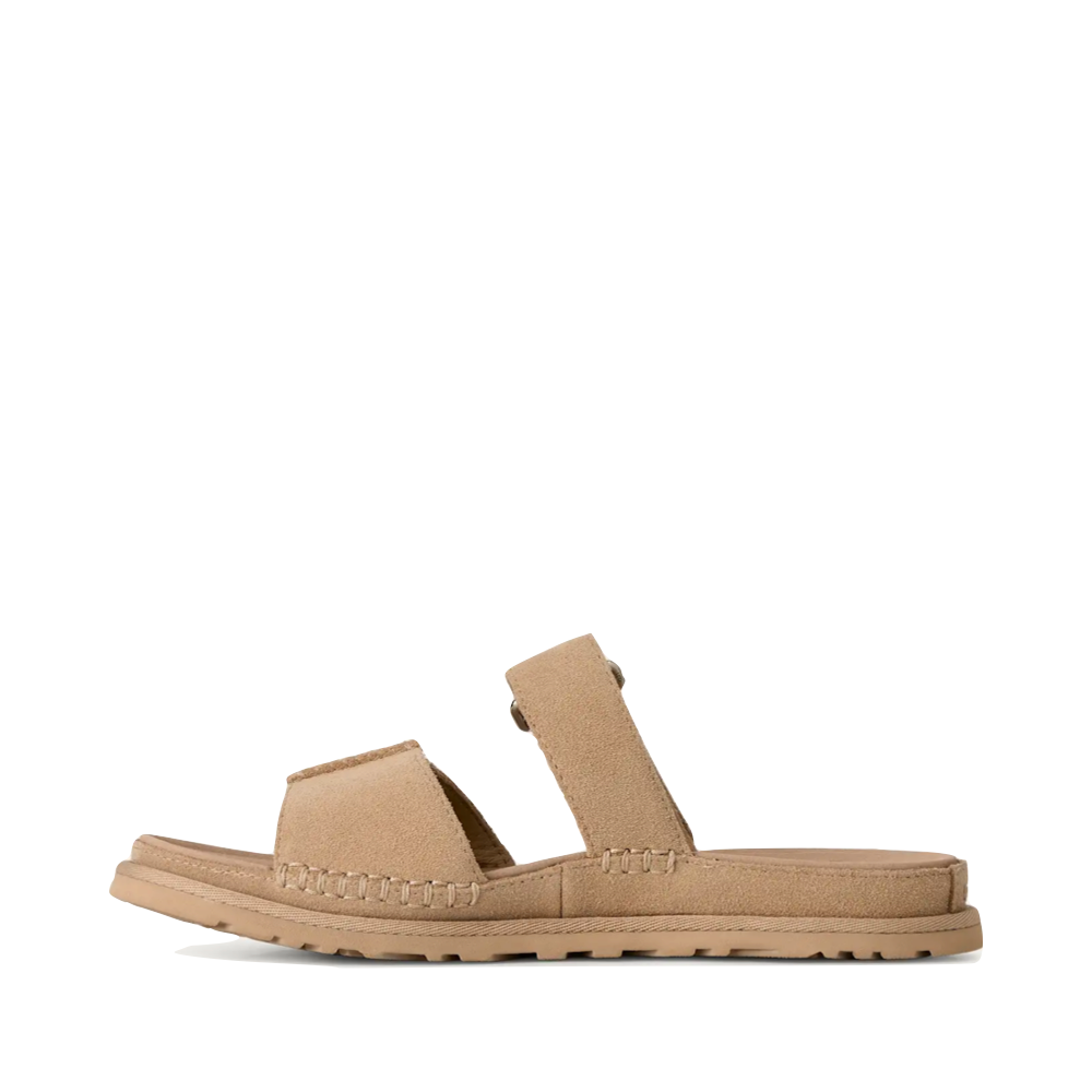 Side (left) view of Ugg Golden Gaze Slide Sandal for women.