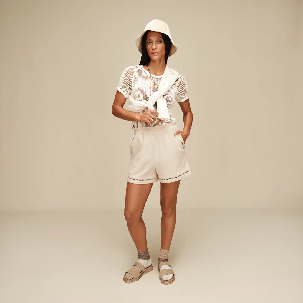 Model view of Ugg Golden Gaze Slide Sandal for women.