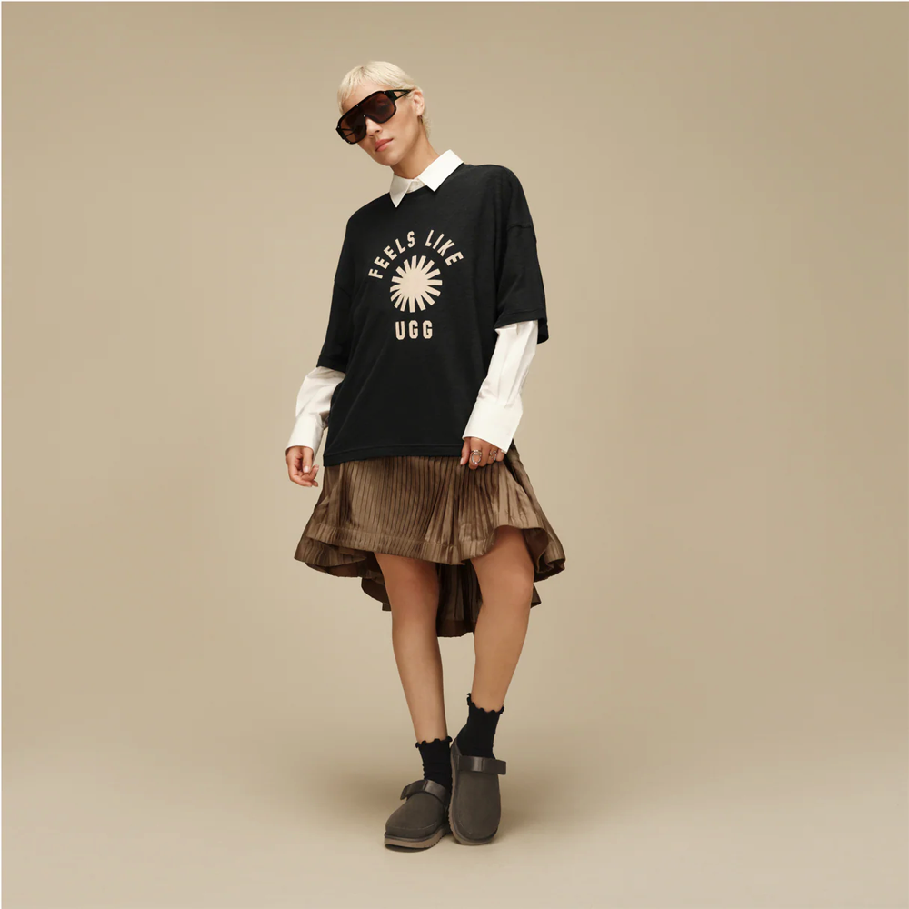 Model view of UGG Goldenstar Clog for women.