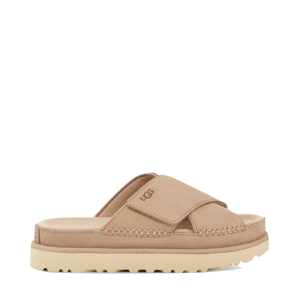 UGG Women's Goldenstar Cross Slide Sandal in Driftwood
