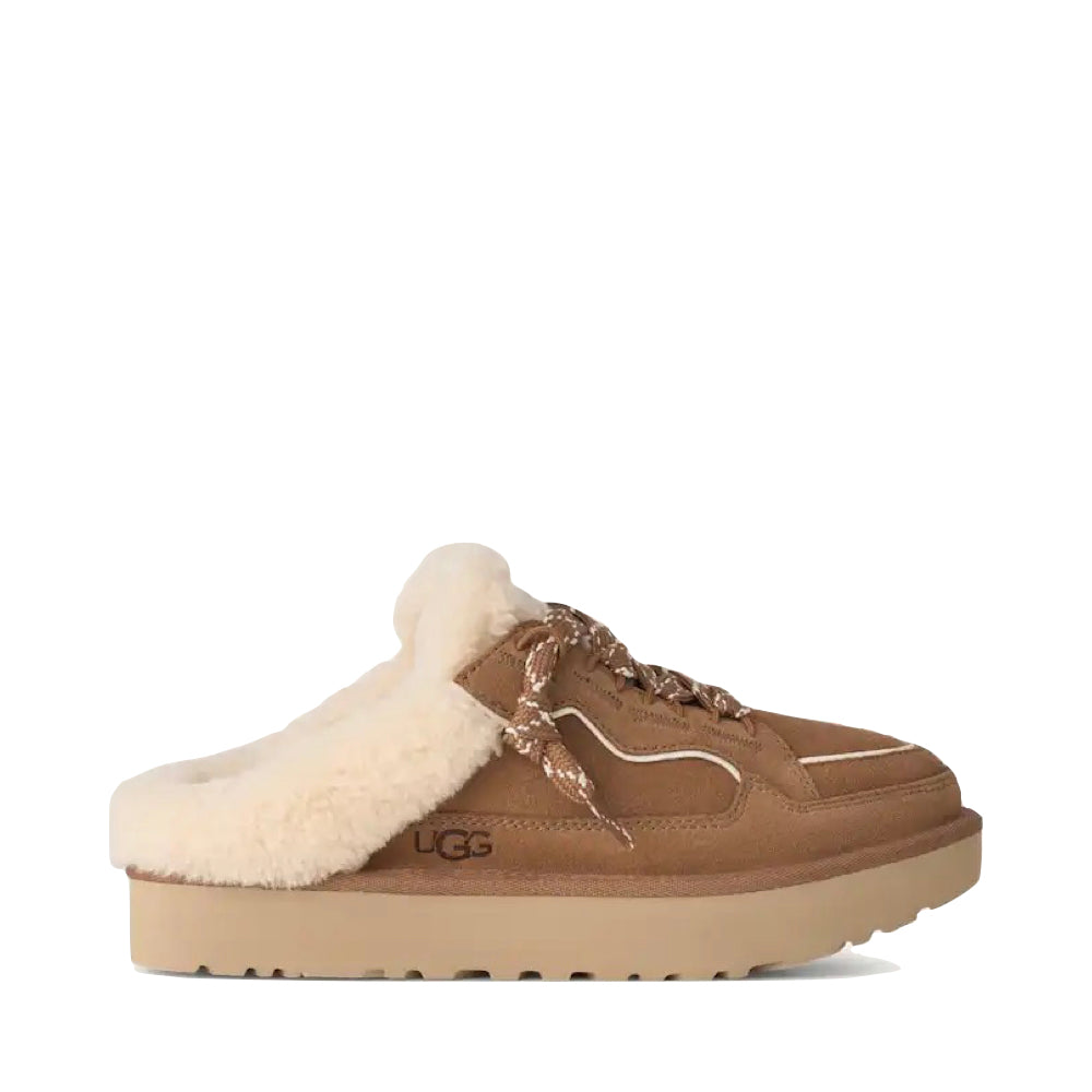 Side (right) view of Ugg Lowmel Mule Slip-On Tie for women.