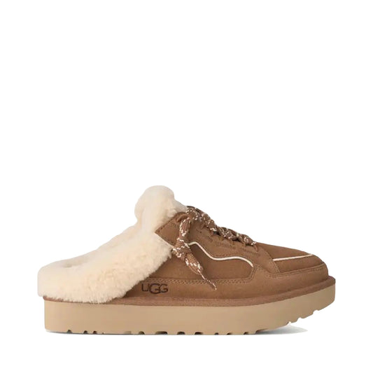 Side (right) view of Ugg Lowmel Mule Slip-On Tie for women.