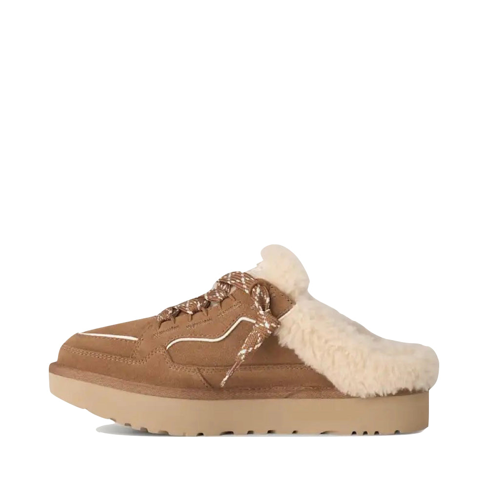 Side (left) view of Ugg Lowmel Mule Slip-On Tie for women.