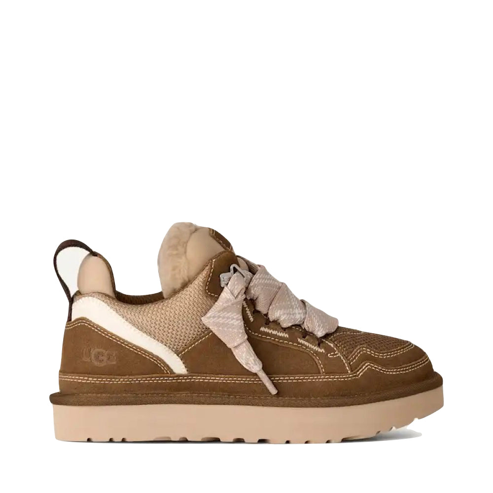 Side (right) view of Ugg Lowmel Tie Bootie for women.