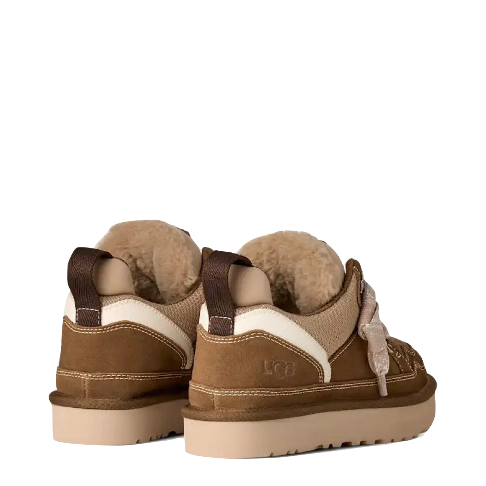 Heel view of Ugg Lowmel Tie Bootie for women.
