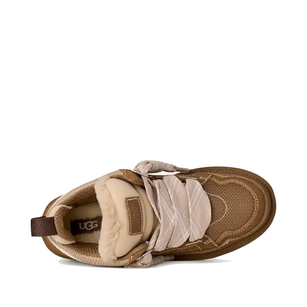 Top-down view of Ugg Lowmel Tie Bootie for women.