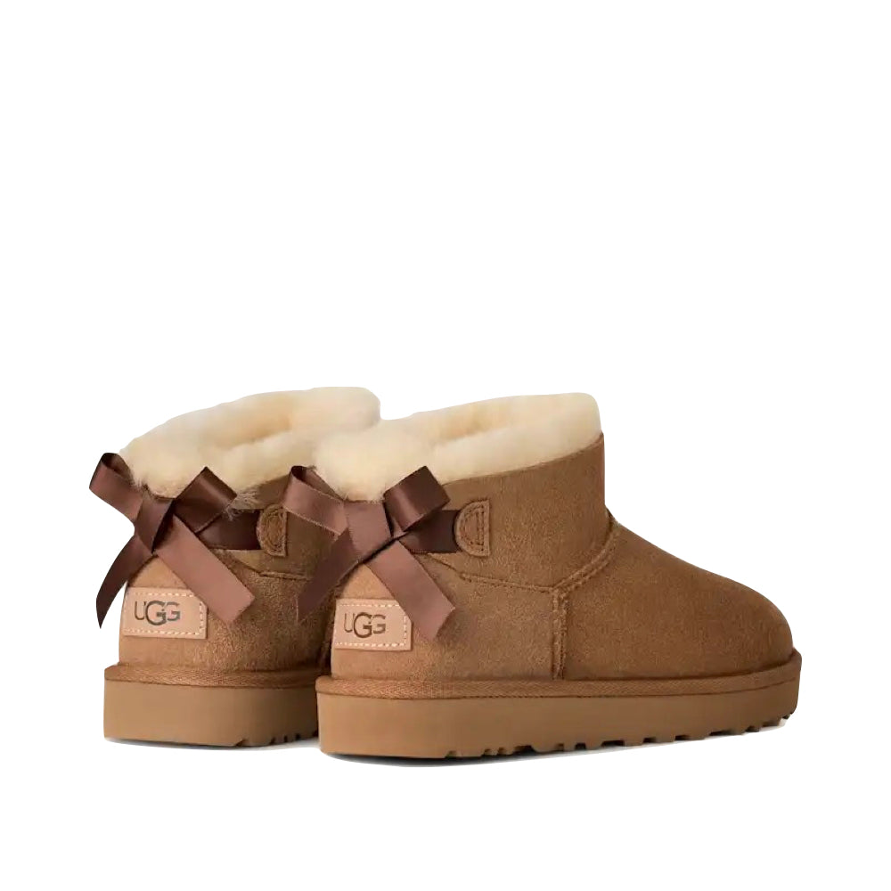 Heel view of Ugg Ultra Mini Bailey Bow Boot for women.