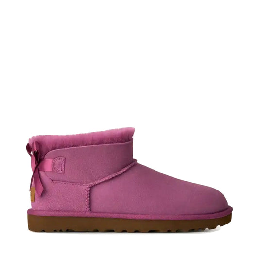 Side (right) view of Ugg Ultra Mini Bailey Bow Boot for women.