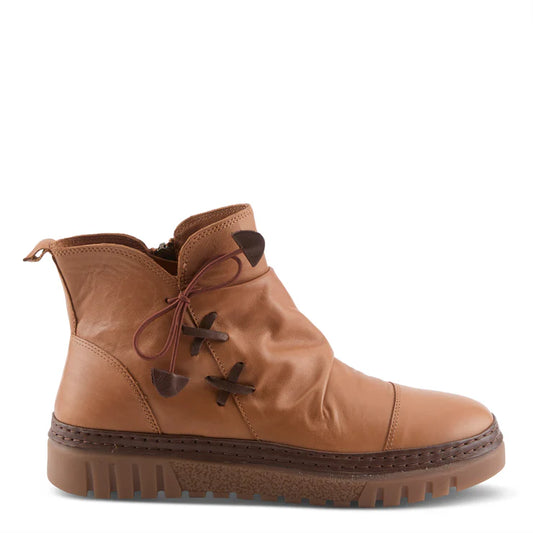 Spring Step Women's VanDis Low Leather Zip Boot in Camel