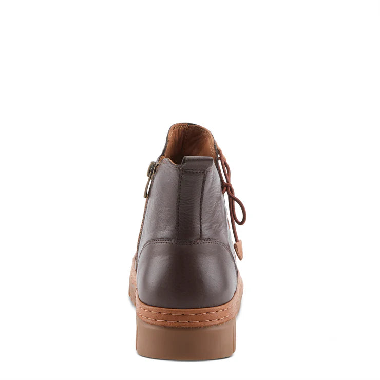 Spring Step Women's VanDis Low Leather Zip Boot in Dark Brown