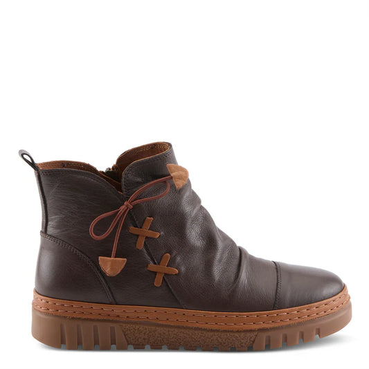 Spring Step Women's VanDis Low Leather Zip Boot in Dark Brown