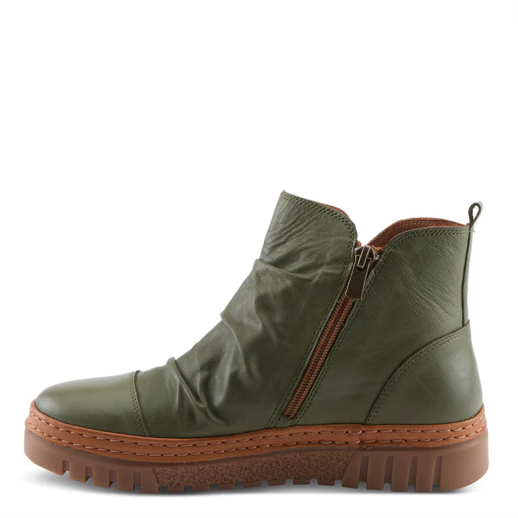 Spring Step Women's VanDis Low Leather Zip Boot in Olive