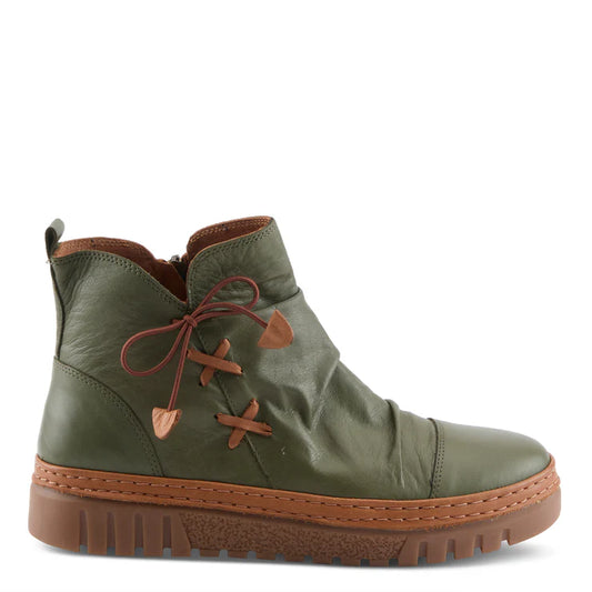 Spring Step Women's VanDis Low Leather Zip Boot in Olive