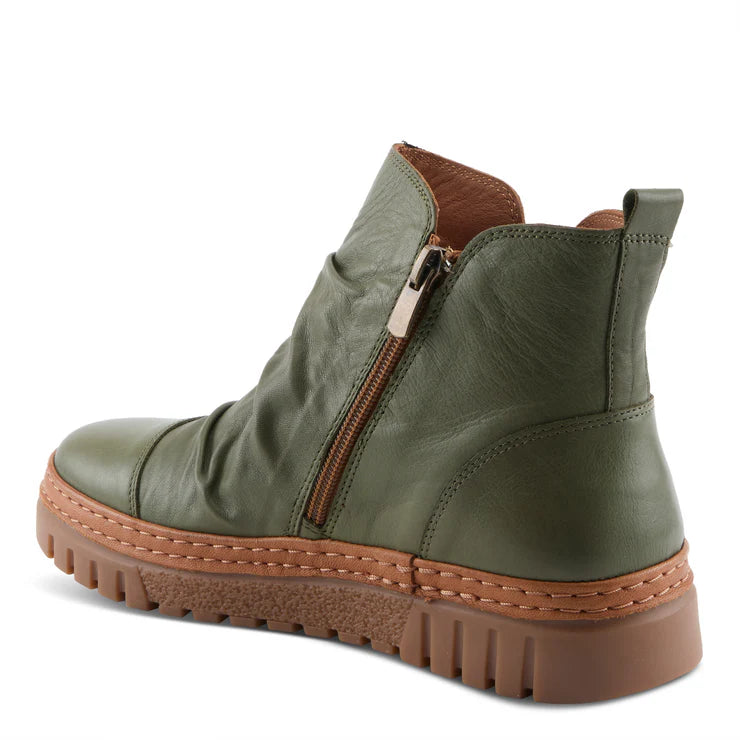 Spring Step Women's VanDis Low Leather Zip Boot in Olive