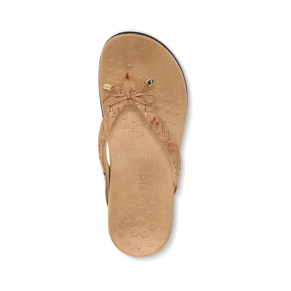 Vionic Women's Bella II Toe Post Flip Sandal in Gold Cork