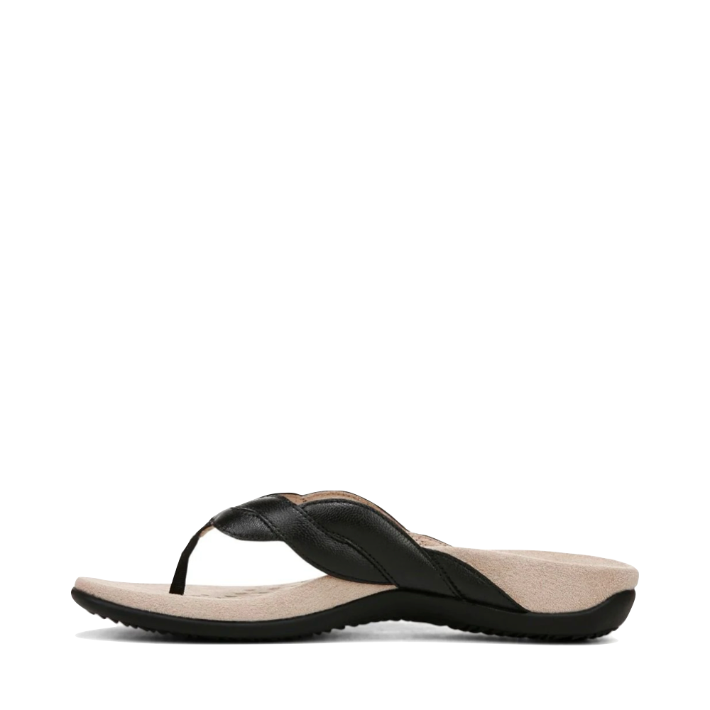 Side (left) view of Vionic Bella Braid Toe Thong Flip Sandal for women.