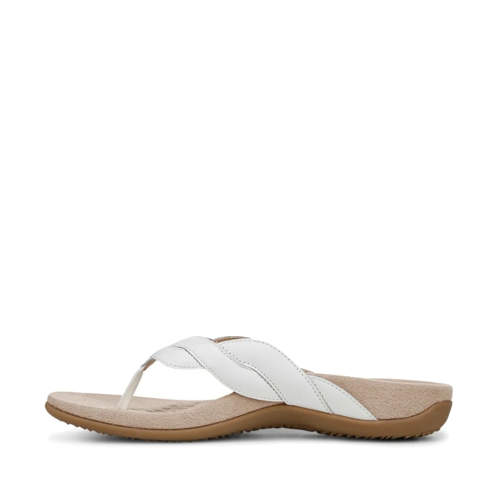 Side (left) view of Vionic Bella Braid Toe Thong Flip Sandal for women.