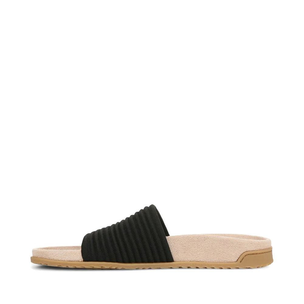 Side (left) view of Vionic Evie Knit Slide Flip Sandal for women.