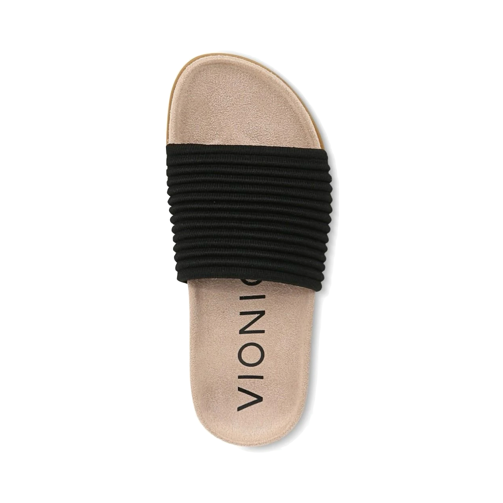 Top-down view of Vionic Evie Knit Slide Flip Sandal for women.
