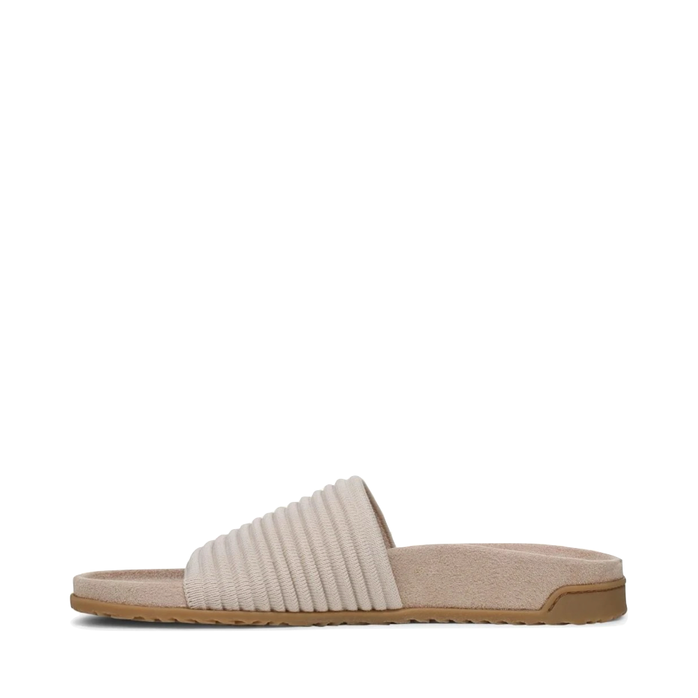 Side (left) view of Vionic Evie Knit Slide Flip Sandal for women.
