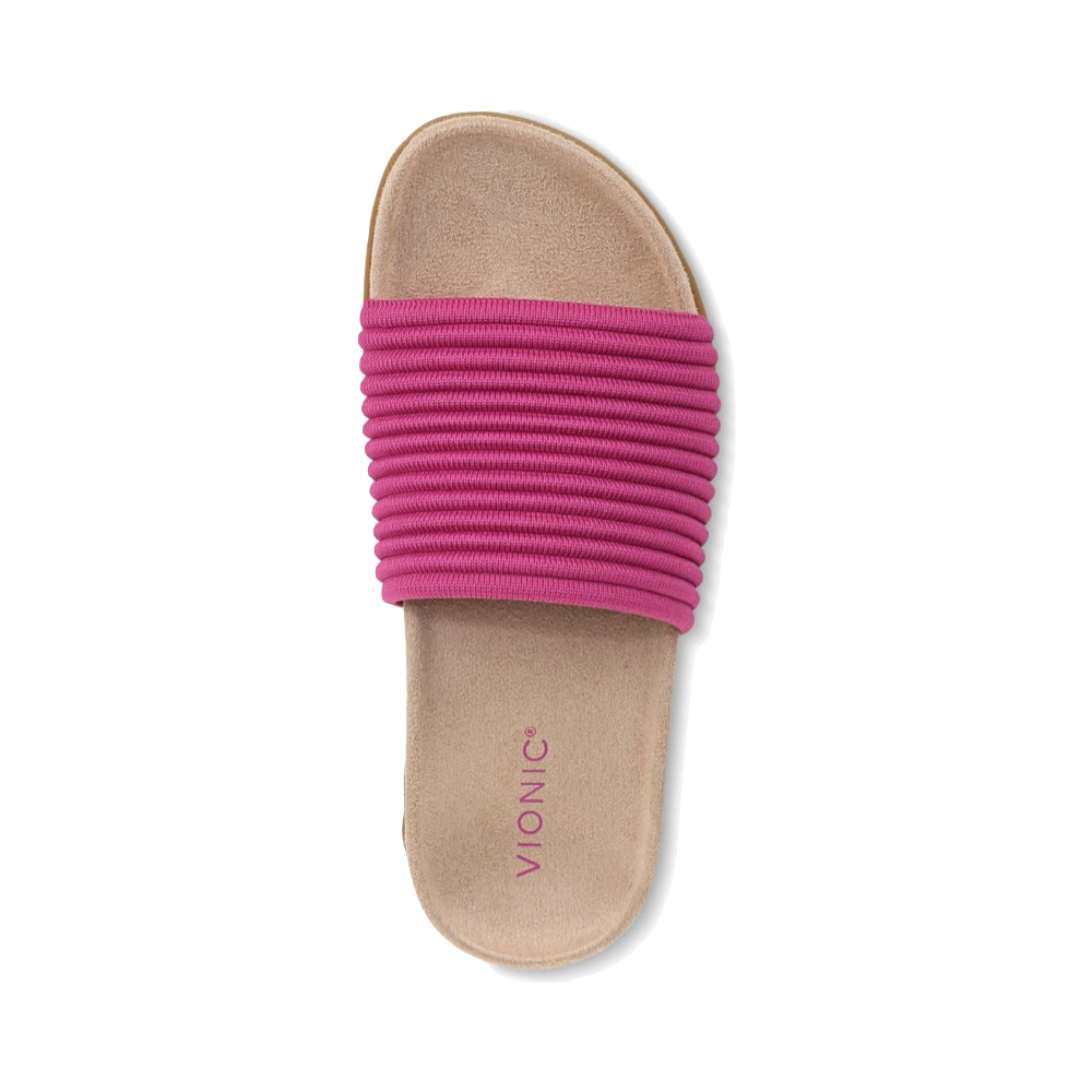 Top-down view of Vionic Evie Knit Slide Flip Sandal for women.