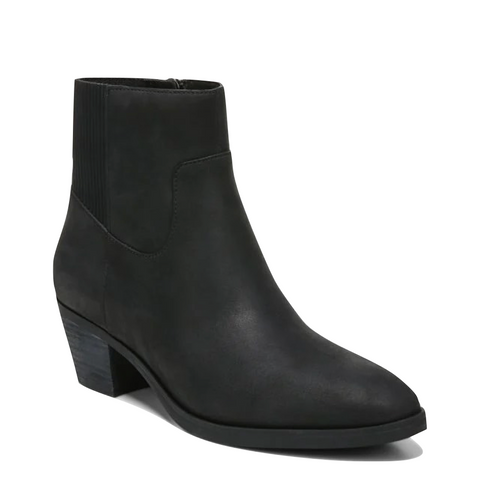 Vionic Women's Shantelle Waterproof Nubuck Side Zip Heeled Ankle Boot in Black