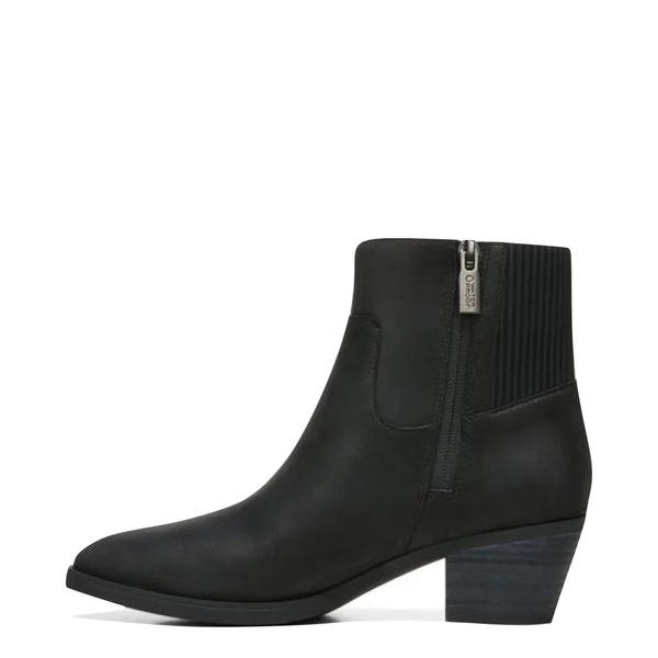Vionic Women's Shantelle Waterproof Nubuck Side Zip Heeled Ankle Boot in Black
