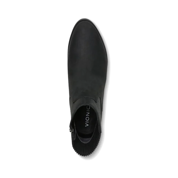 Vionic Women's Shantelle Waterproof Nubuck Side Zip Heeled Ankle Boot in Black