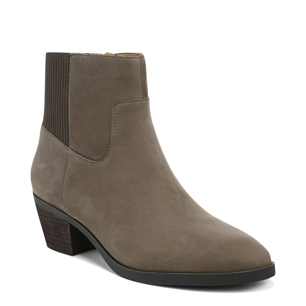 Vionic Women's Shantelle Waterproof Nubuck Side Zip Heeled Ankle Boot in Stone
