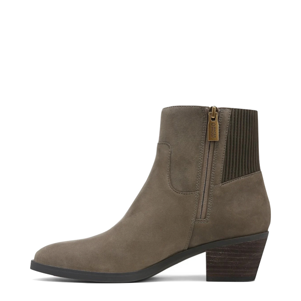 Vionic Women's Shantelle Waterproof Nubuck Side Zip Heeled Ankle Boot in Stone