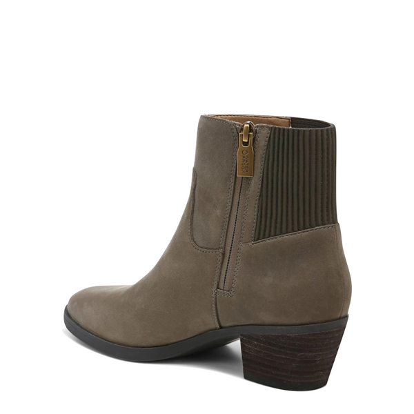 Vionic Women's Shantelle Waterproof Nubuck Side Zip Heeled Ankle Boot in Stone