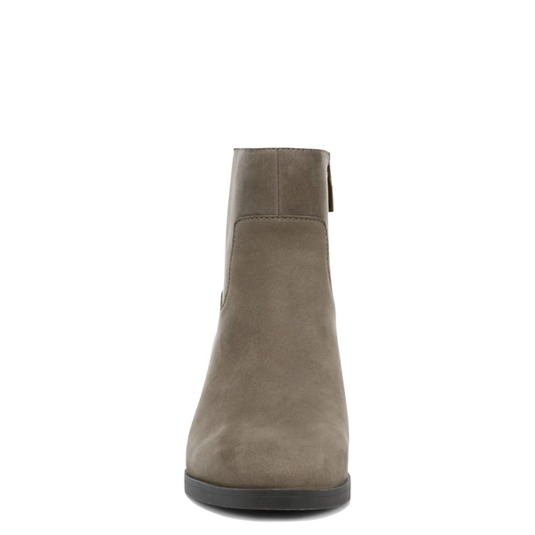 Vionic Women's Shantelle Waterproof Nubuck Side Zip Heeled Ankle Boot in Stone