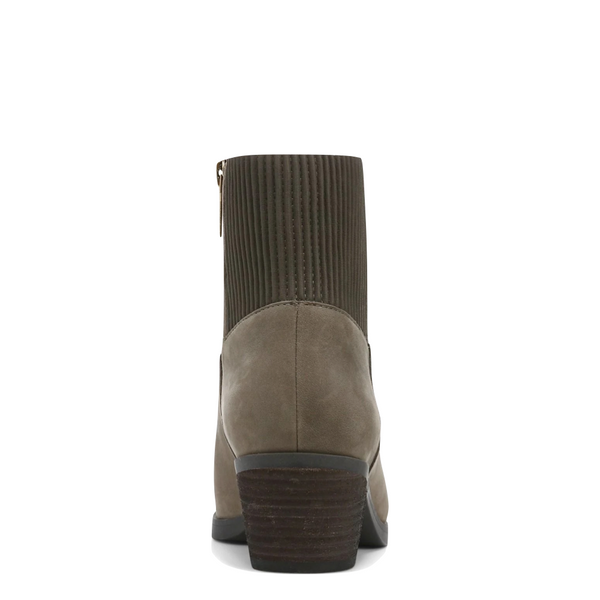 Vionic Women's Shantelle Waterproof Nubuck Side Zip Heeled Ankle Boot in Stone