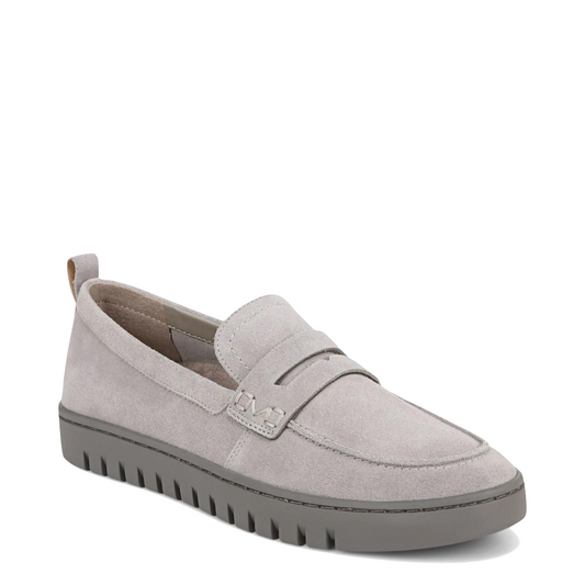 Mudguard and Toe view of Vionic Uptown Slip On Suede Loafer for women.