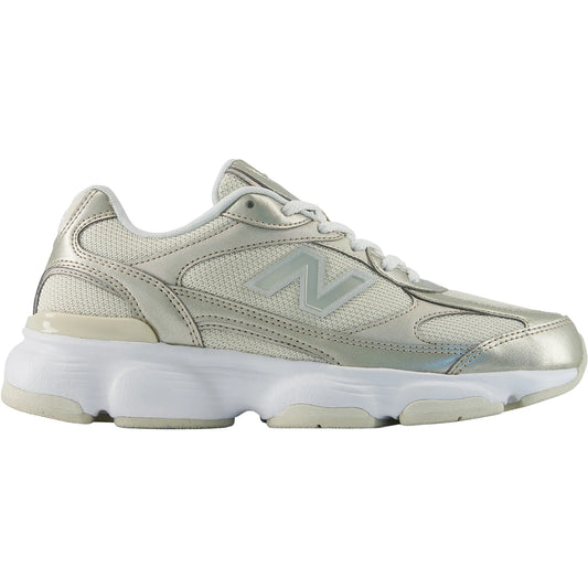 New Balance Women's 603 Lifestyle Sneaker in Linen with Light Gold Metallic