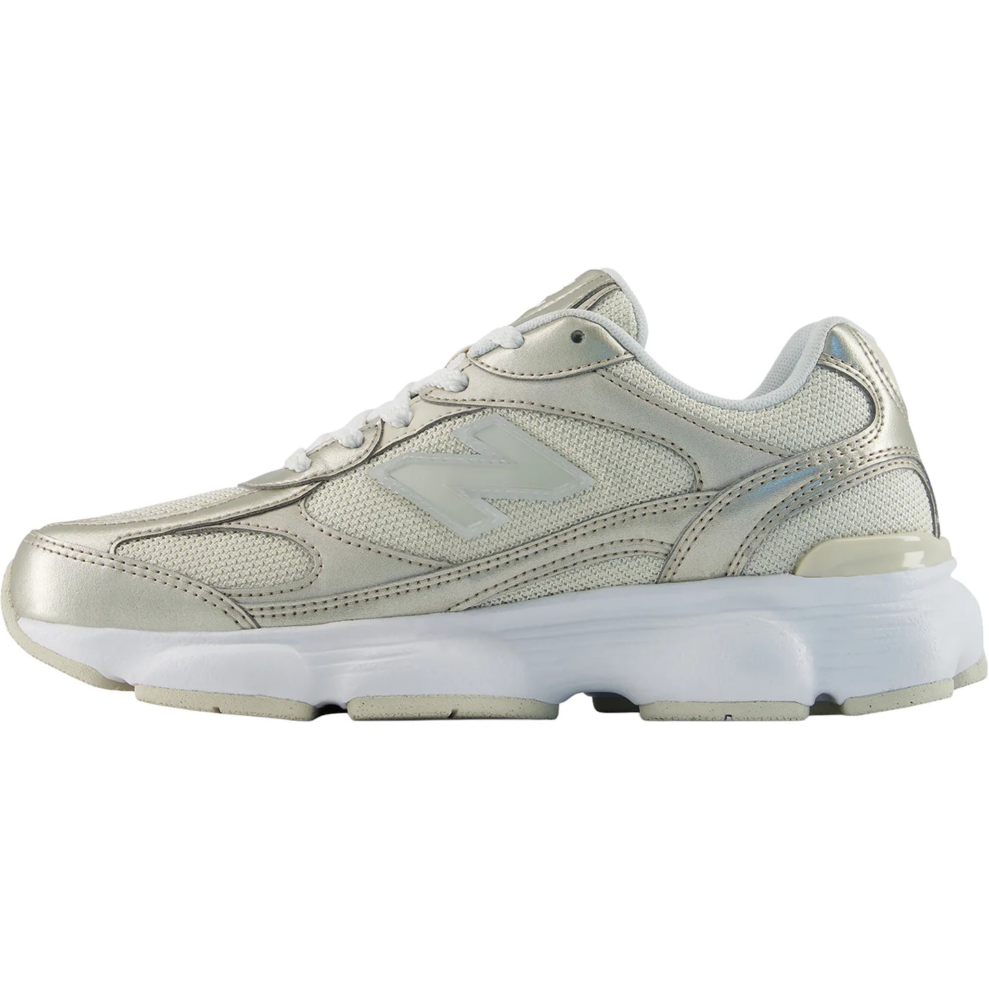 New Balance Women's 603 Lifestyle Sneaker in Linen with Light Gold Metallic