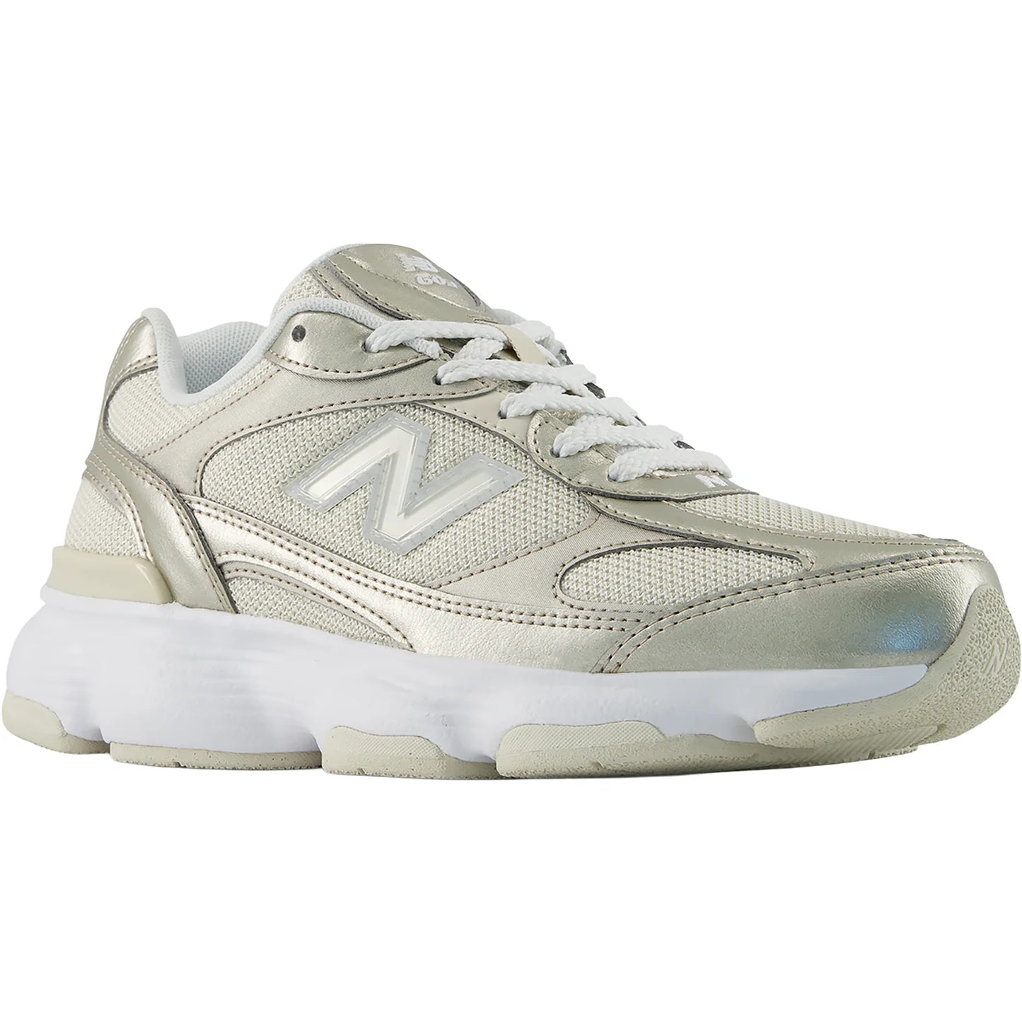 New Balance Women's 603 Lifestyle Sneaker in Linen with Light Gold Metallic