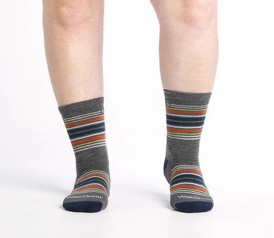Wide Open by Darn Tough Men's Multi Stripe Cushioned Micro Crew Sock in Gray