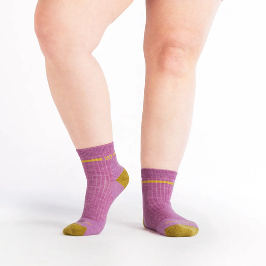 Wide Open by Darn Tough Women's Single Stripe Cushioned Quarter Sock in Violet
